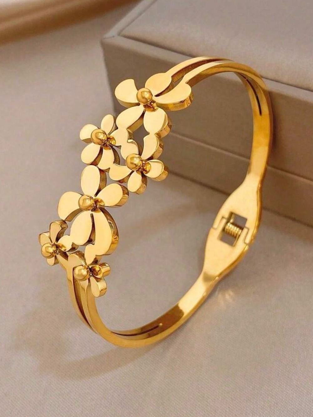 Gold Floral Cuff Bracelet - Picture 3 of 7